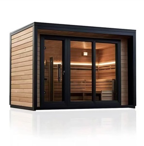 Sauna extérieur moderne pour 2 à 6 personnes, style villa, avec chauffage électrique, construction en thermowood, puissance 3-9 kW, écologique, Seven Continents - Product Image 2