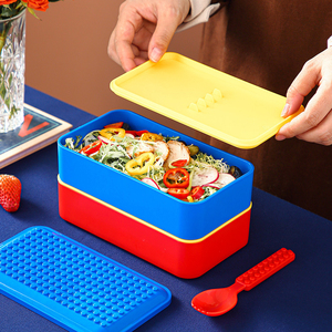 W19 Lustiges Gebäude Kreativität Lebensmittel lagerung DIY Block Lunch <span class=keywords><strong>Box</strong></span> Tragbare Schule PP Bento <span class=keywords><strong>Box</strong></span> Für Kinder - Product Image 3