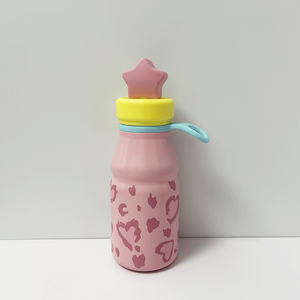 17oz 500ml leopard print with heart design stainless steel water bottle with straw with <b>tea</b> <b>Infuser</b> stainless steel water bottle - Product Image 3