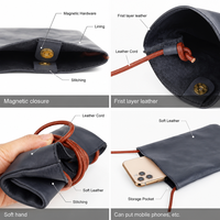 Sac bandoulière en cuir BEARKY vintage pour femme, mini sac à bandoulière en cuir tanné végétal, porte-téléphone rétro