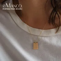 Collier pour femme EManco Dropshipping, pendentif rectangulaire géométrique minimaliste en acier inoxydable couleur or, délicat, pour le quotidien et le bureau