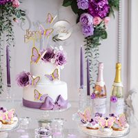 Lot de 22 décorations de gâteau d'anniversaire en acrylique circulaires Nicro Wholesale, avec petits papillons pour cupcakes, à faire soi-même
