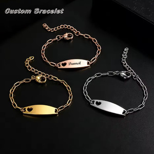 Bracelets pour bébé en acier inoxydable à cœur creux et barre incurvée, personnalisables, lisses, à graver, bijoux DIY – Vente chaude - Product Image 4
