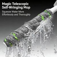 Serpillère en acier inoxydable à essorage automatique haute performance, serpillère en microfibre super absorbante, serpillère de nettoyage pour le nettoyage des sols de la maison et de la cuisine