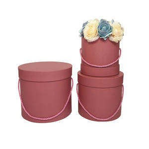 Hochwertige reine Farbe runde dreiteilige Blumen geschenk box, Luxus kartons für Blumen - Product Image 5