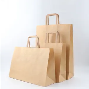Пользовательские печатные биоразлагаемые подарочные сумки для покупок с ручкой Упаковка коричневый крафт-бумажный мешок