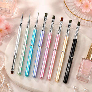 Ensemble de pinceaux liner à poils en nylon résistants à l'usure avec virole en laiton et capuchon de protection, pour la pose de gel fin, outil de manucure pour salon de beauté - Product Image 1