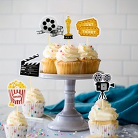 Décoration de gâteau d'anniversaire pour soirée cinéma : Cupcake cinéma, appareil photo instantané, popcorn