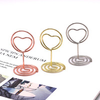 Table de mariage porte-numéro Mini coeur support en métal Place porte-carte pour fête bureau papier mémo Menu Note Clip