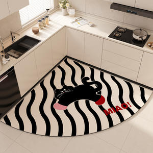 Alfombra de Cocina Ecológica con Diseño de Dibujos Animados en Forma de Abanico, Absorbente, Antideslizante, Lavable, de 3mm de Grosor, Resistente a la Suciedad, de Diatomita - Product Image 1