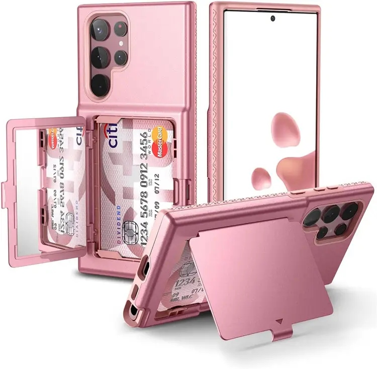 For Samsung Galaxy S23 Case with Hidden Mirror Wallet Case with Credit Card Holder Shockproof Case For Samsung Galaxy S23 Ultra