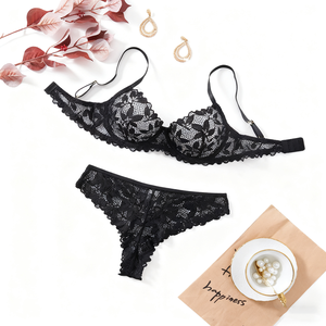 US Local Femmes Érotique Noir Lingerie Sexy Ouvert Poitrine Sous-Vêtements Dentelle Semi Tentation Body Soutien-Gorge Ensemble - Product Image 6