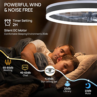 Ventilador de Techo Inteligente RGB de 50 CM con 7 Aspas y Luces, Montaje Empotrado, con Control por Aplicación y Control Remoto para Dormitorio y Sala de Estar