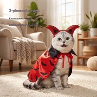 Set Costume Halloween per Cani e Gatti: Mantello da Pipistrello e Copricapo con Corna, Decorazione Divertente e Spaventosa, Personalizzabile OEM