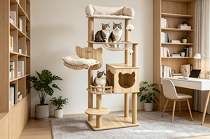 Árbol rascador para gatos de madera con envío directo, torre, estructura de escalada, cama, poste rascador todo en uno, cápsula espacial semicircular grande - Product Image 6