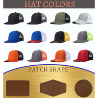 Gorra Trucker RTS de 5 Paneles con Logotipo Personalizado, Corona Alta, Malla Trasera, Parche de Cuero, Parte Delantera de Algodón Transpirable y Ajustable