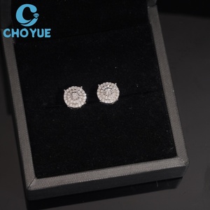 HPHT Lab Diamond <b>Stud</b> Earrings Round Brilliant Cut Solid 925 <b>Silver</b> Rhodium Plated Screw Back <b>Stud</b> Round Earrings Jewelry - Product Image 5