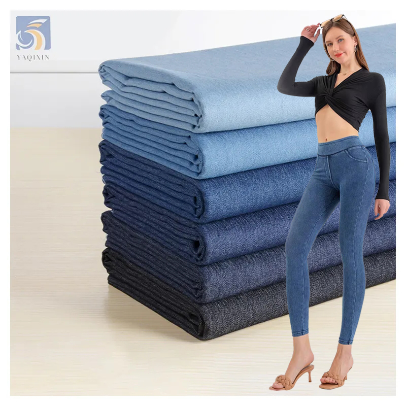 Indigo Jean Denim Stretch Tecidos 32X100D 180gsm Algodão Poliéster Spandex Tecido Elástico Denim Alta Qualidade