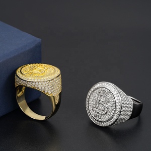 Pass Diamond Tester Hip Hop Jewelry Bling Luxury Solid 925 Silver Iced Out GRA VVS Moissanite Letter Initial B <span class=keywords><strong>Coin</strong></span> <span class=keywords><strong>Ring</strong></span> para hombres - Product Image 3