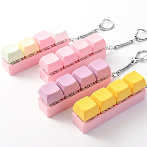 Cute PU Mechanical Keycap <b>Keychains</b> Stress Relief Keyboard Keyring <b>Fidget</b> Decompression Toys Clickers Unisex VN Wholesale - Product Image 1