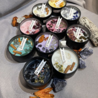 Bougies en Cire de Soja Parfumées Artisanales Unique, Guérison Spirituelle Tarot, Économiques, Faible QMC, Boîte en Cristal avec Cristaux