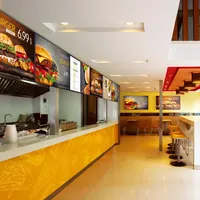 Affichage numérique suspendu d'intérieur de 50 pouces, affichage publicitaire sur fenêtre et plafond, menu numérique pour restaurant, fast-food
