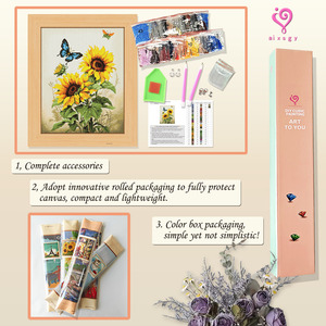 Kit de Peinture Diamant Tournesol Papillon Imprimé DIY avec Cadre Rectangulaire Style Pastoral Motif Floral - Product Image 3