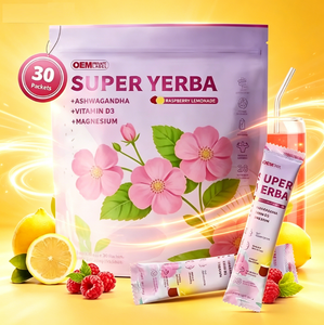 Poudre de Yerba Mate Super enrichie en Ashwagandha, <span class=keywords><strong>Vitamine</strong></span> D3, Magnésium, saveurs Framboise et Citronnade, certifiée Halal, pour le soutien immunitaire et la beauté, pour adultes - Product Image 3