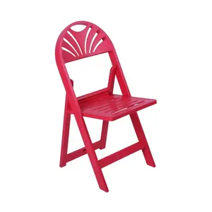新款扇背板条座椅婚礼树脂折叠椅
