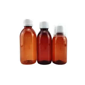 Highly Welcome Custom Liquid Medicine Cough Syrup Packaging 1 oz 2 oz 4 oz 8 oz 50 ml - 500 ml Empty Plastic Amber Syrup bottle