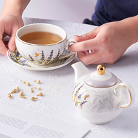 Théière anglaise à fleurs pour le thé de l'après-midi, théière mère et enfant en céramique, service à thé pour la maison et le bureau, ensemble de tasses à eau