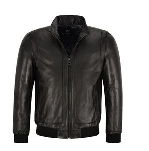 Blouson aviateur pour homme en cuir Nappa noir 100% véritable, style Top Gun, marque privée, OEM/ODM, vente en gros, usine, blouson pilote bomber - Product Image 1
