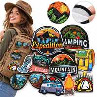 Patch brodé thermocollant pour le camping, la randonnée, l'aventure en plein air, l'exploration en montagne et les tentes