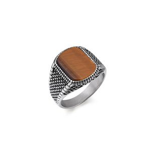 Винтажный дизайн, высококачественная нержавеющая сталь 18k, позолоченный Агат, драгоценный камень, Изумрудный камень, массивное широкое кольцо для мужчин - Product Image 4