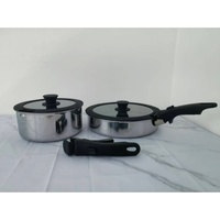 Ensemble de 5 ustensiles de cuisine classiques modernisés en acier inoxydable durable 3 plis, antiadhésifs, avec poignée détachable, compatibles lave-vaisselle et four