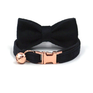 Nouveau collier pour chat en velours léger et doux, joli collier pour chat en velours noir, peut être gravé au laser avec le nom, colliers pour chatons - Product Image 1