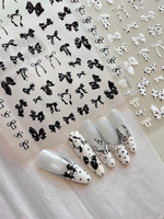 Autocollants 5D en relief TSZS pour ongles, motifs pois, nœuds et fleurs, décorations d'ongles DIY auto-adhésives délicates, vente en gros