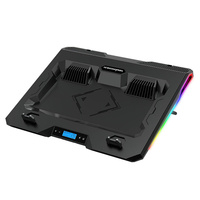 Support de Refroidissement Silencieux pour Ordinateur Portable en Promotion, 7 Modes d'Éclairage LED, Vitesse du Vent Réglable, Deux Grands Ventilateurs, Support de Refroidissement pour Ordinateur Portable Réglable de 5 à 22 cm