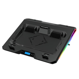 Support de Refroidissement Silencieux pour <span class=keywords><strong>Ordinateur</strong></span> <span class=keywords><strong>Portable</strong></span> en Promotion, 7 Modes d'Éclairage LED, Vitesse du Vent Réglable, Deux Grands Ventilateurs, Support de Refroidissement pour <span class=keywords><strong>Ordinateur</strong></span> <span class=keywords><strong>Portable</strong></span> Réglable de 5 à 22 cm - Product Image 2