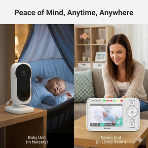 Moniteur de bébé numérique portable KT-4112S, écran IPS 4 pouces, 1080p, zoom 2x, vision nocturne, mode VOX, alarme de pleurs, berceuses, interphone - Product Image 5