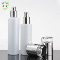 Fuyun Contenants cosmétiques de luxe Bouteille de lotion en verre blanc avec pompe en argent pour crème pour le visage Gel de soin de la peau Mascara Goutte pour les yeux