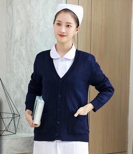 Suéter de punto informal con bordado de logotipo personalizado de fabricación, cárdigans de lana médicos para enfermera de Hospital, abrigos para <span class=keywords><strong>mujer</strong></span> - Product Image 3