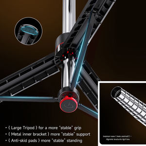 Mini trépied pliable en alliage d'aluminium TT05 pour téléphone portable, bâton à selfie de 1,75 m, télécommande magnétique, poignée rotative à 360° - Product Image 2