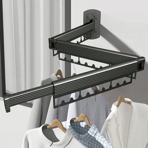 Séchoir à linge mural adhésif sans perçage, amélioré, rétractable et extensible pour buanderie - Product Image 5
