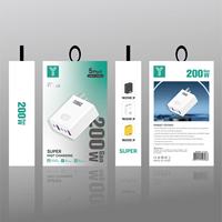 Cargador Rápido de 200W con Enchufe para EE. UU., UE y Reino Unido, 3 Puertos Tipo C + 2 USB, Cargador Rápido USB Tipo C PD para Teléfono Móvil, Adaptador de Corriente USB-C de 200W