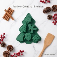 6-fach Weihnachtsbaum-Silikonform mit verschiedenen Formen: Weihnachtsmann, Lebkuchenmann, Schokolade, Kuchen, Seife, Kerze – DIY, lebensmittelecht, BPA-frei
