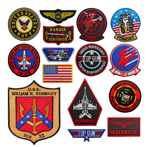 Top Gun Avión Bordado Gancho <span class=keywords><strong>Loop</strong></span> Parches Diversión Insignia Parches para Ropa Mochilas Sombreros Chaqueta Parche - Product Image 2