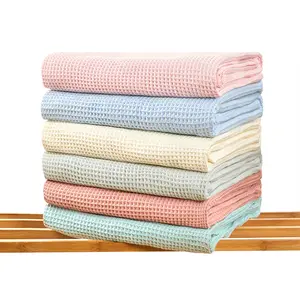 Hạnh Phúc Sáo Bán Buôn Có Thể Giặt Bé Waffle Chăn 100% Cotton Da Thân Thiện Trẻ Sơ Sinh Waffle Quilt 70*110Cm Phù Hợp 4 Mùa