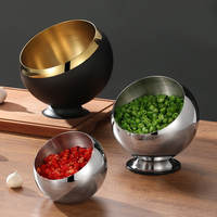 Bol à condiments de luxe en acier inoxydable doré et argenté, incliné, avec couvercle, pour service traiteur, buffet et hot pot