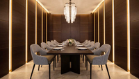 Chaise de salle à manger rembourrée moderne avec dossier creux pour salle à manger privée d'hôtel 5 étoiles